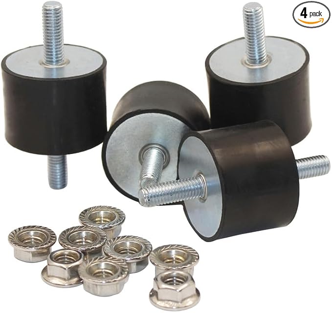 M8 Rubber Vibration Isolator Mounts Double Stud Shock Absorber Isolation Mounts Anti Vibration Silent-Blocks for Car Boat Bobbins Motors Compressors Pumps, 4pcs M8x23-40x30mm, 8pcs LockNuts