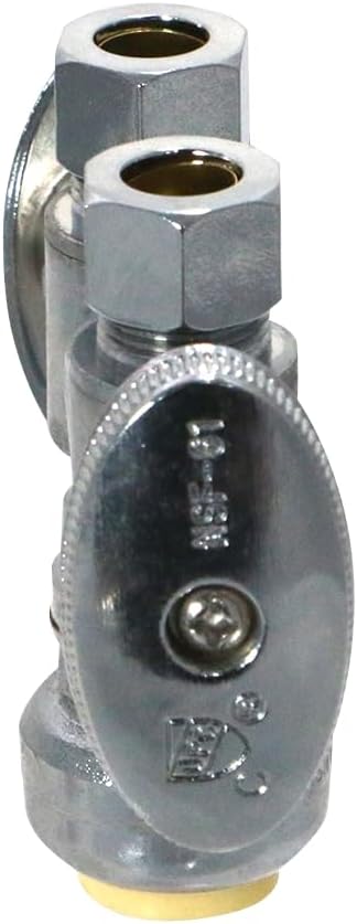 OD Compression Straight Valve - 1/2" Push Fit x Dual 3/8" ODComp. - Certified to NSD ANSI61 Standards