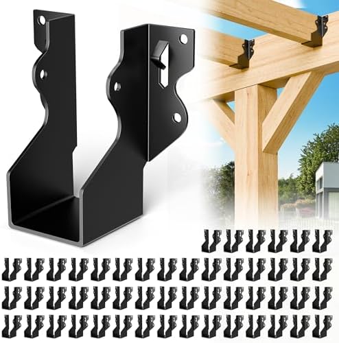 50 Pcs Black 2x4 Joist Hanger,LU24 18 Gauge Double Shear Face Mount Joist Hanger,Hurricane Ties for Rafters Tie Brackets Great for Floor Deck and Ceiling Joists