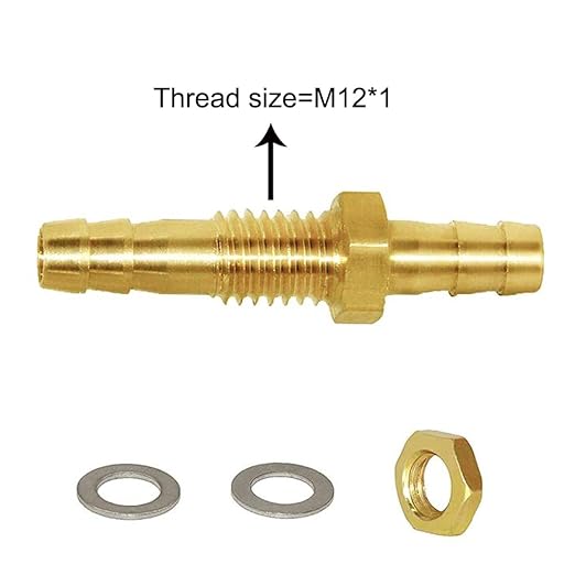 Joywayus Thru-Bulk Head Hex Union Brass Fitting 3/8" Hose Barb Bulkhead Fitting with Flat Washer Gasket Water/Fuel/Air