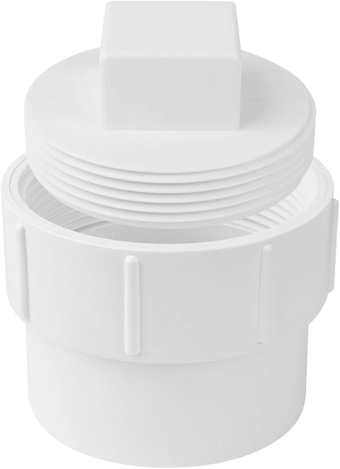 4" PVC Sewer Cleanout Adapter with Plug Pipe Fitting, PVC DWV Flush Sewer Cleanout Cap for Drainage Piping Connect System Outdoor Garden, RV Sewer and More