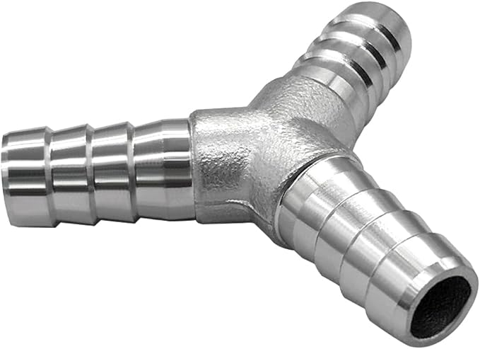 2Pcs Stainless Steel 5/16" x 5/16" x 5/16" Hose Barb Fittings, 3 Way Y Shape Fitting with Clamps for Fuel, Air and Gas