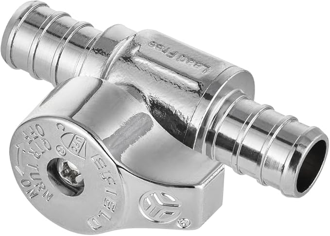 Pro 10-Pack EFIELD 1/4 Turn Straight Stop Valve, Pex Crimp 1/2" X 1/2" Pex, Chrome Plated LF Brass, ASTM F1807, Heavy Duty,(VALVE382)