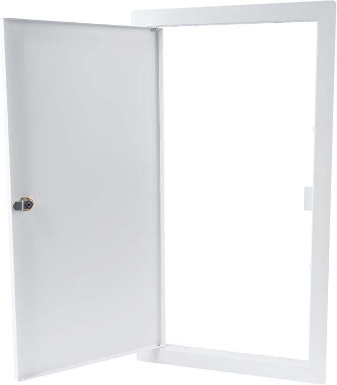 10" x 20" Lockable White Metal Access Panel. Service Shaft Door Panel with Key. Plumbing, Electricity, Heating, Alarm Wall Access Panel for Drywall. Bathroom Services Access Hole Cover.