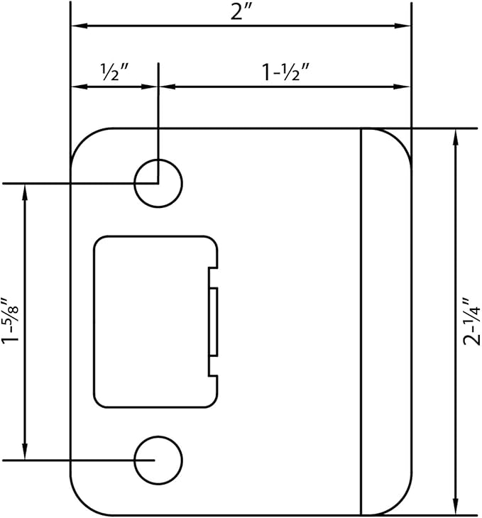 Round Corner Extended Lip Strike Plate, 2-1/4" x 1-1/2", (2" Overall Length), Satin Chrome by Stone Harbor Hardware