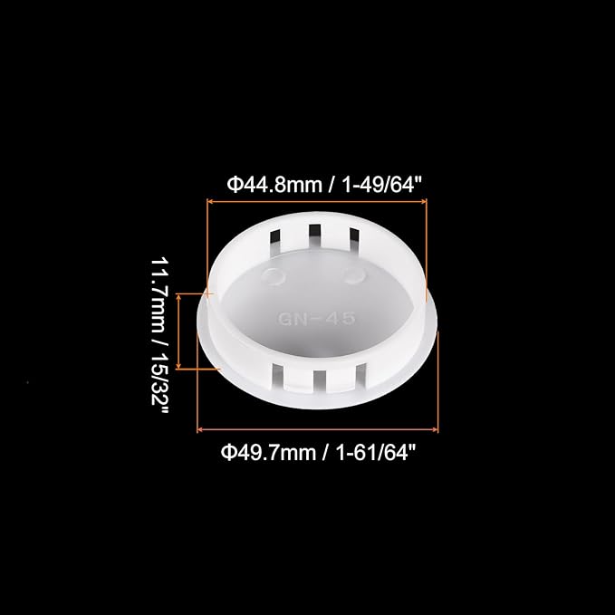 uxcell 1-49/64" Plastic Hole Plugs, 36Pcs Flush Type Panel Round Snap in Fastener Knockout Locking Plugs for Furniture Insert End Caps Panels, White