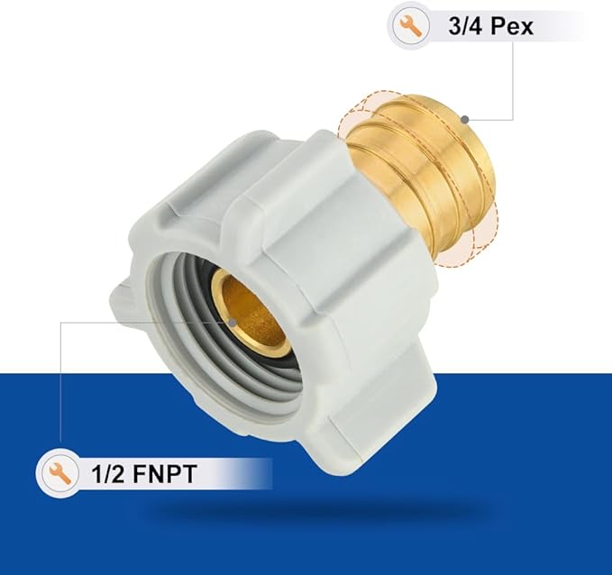 (Pack of 2) EFIELD Pex 3/4" Pex x 1/2" Female NPT Swivel Adapter Barb Crimp Brass Pex Fittings, ASTM F1807 (2),(PEX1807305)