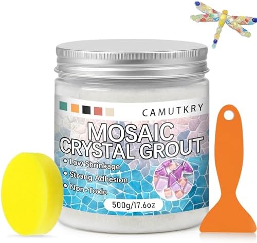 Mosaic Crystal Grout – Ultimate Grouting Solution & DIY Craft Essential for Mosaic Tile Projects, Handmade Art, & Home Decor (White, 17.6oz)