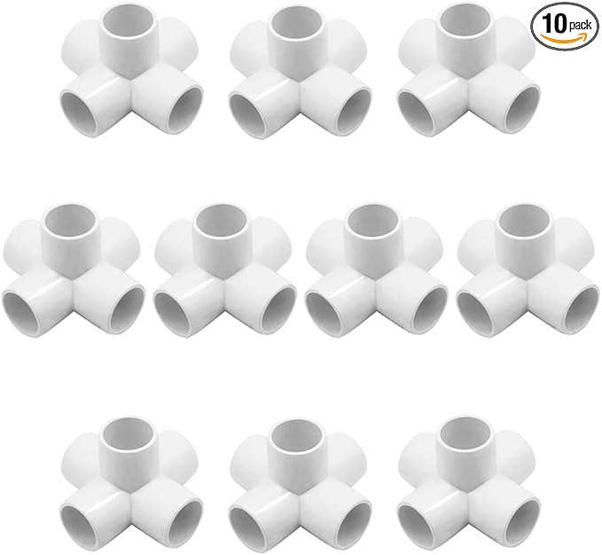 YSIL PVC Fittings Elbow Furniture Grade Connector 5 Way 3/4 Inch 10Pcs for DIY PVC Structure and Frame,Fits 3/4" Sch 40 PVC Pipes