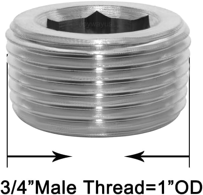 Joywayus 3PCS Stainless Steel Internal Hex Countersunk Thread Socket Pipe Plug 3/4"NPT Male