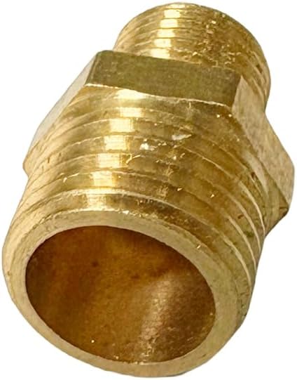 1/4" x 1/8" Male Threaded Hex Nipple Reducer Brass NPT Pipe Fitting Adapter Straight Connectors Pack of 5