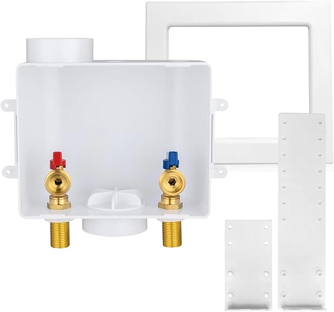 Washing Machine Outlet Box, Center Drain/Side Drain, 1/2 Inch MIP Sweat Inlet x 3/4 Inch MHT Outlet Connection, Laundry Washer Valve Outlet Box (Pack of 5)(WM001-5Pack)