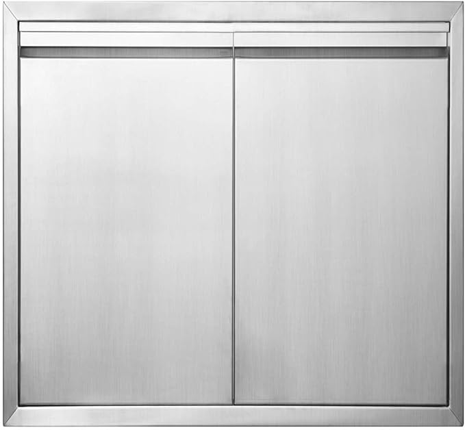 JIE JIN BBQ Access Door 24" W X 24" H Outdoor Kitchen Doors Double Doors Thickened 304 Stainless Steel Outdoor Kitchen Accessories Door for Indoor/Outdoor Kitchen Outdoor Cabinet BBQ Island