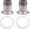 DERNORD 2 Pack Sanitary Male Threaded Pipe Fitting to TRI CLAMP with 2 Silicone Gaskets (OD 50.5mm Ferrule) (Pipe Size: 1" NPT)