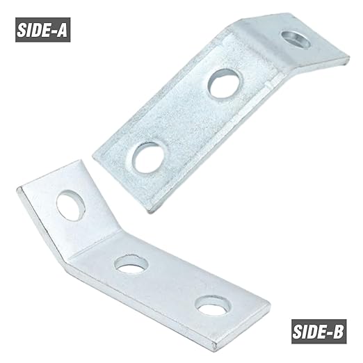 Anxingo 10 Pcs 3/16" (4.7 Mm) Thickness Channel Angle Bracket, 1-5/8" 3-Hole Corner Mounting Channel Angle Bracket, 45-Degree Acute Corner Brace, Carbon Steel Framing Connector