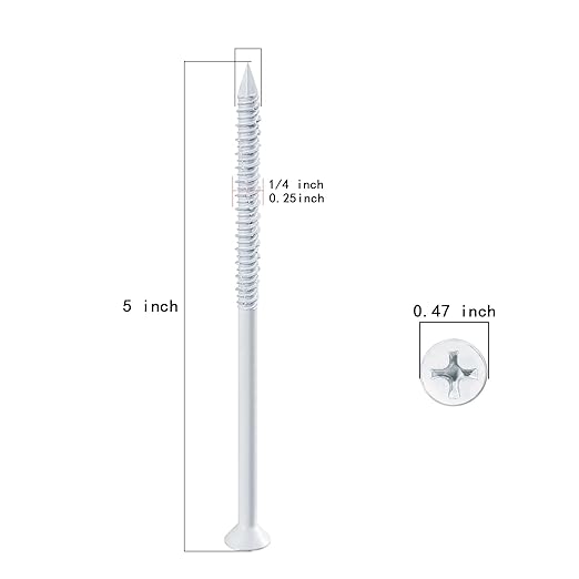 WenSilon(30 PCS) 1/4" x5 White Concrete Screw Anchor White Flat Head for Anchoring to Masonry, Block or Brick Stucco