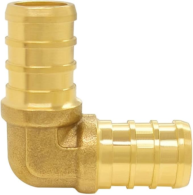 Hooshing 9PCS 1/2 Inch PEX 90 Degree Elbow Solid Brass Barb Crimp Fittings for PEX Pipe Plumbing Jobs