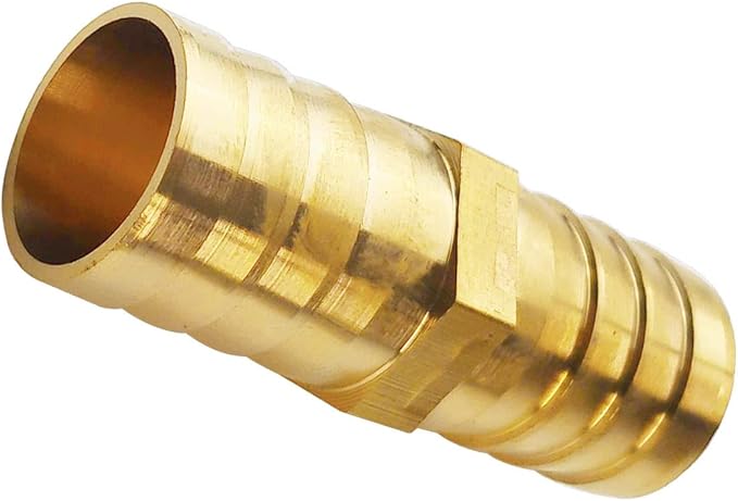 2PCs 3/4" Brass Hose Barb Fitting Straight Shape Barbed Splicer Mender Union Fitting with 4PCs Hose Clamp for Oil Water Air