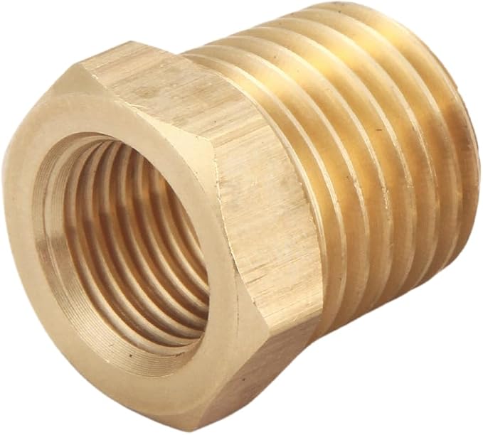 1/4 NPT Male Thread to 1/8 NPT Female Thread Brass Reducer Hex Bushing Brass Fitting Pipe Hose Tube Adapter Convert, Thread 0.5" OD to 0.375" ID, Pack of 10