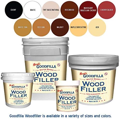 Goodfilla Ebony, 8 oz, Wood and Grain Filler, Stainable, Sandable, Zero Waste, Non-Toxic, USA Made