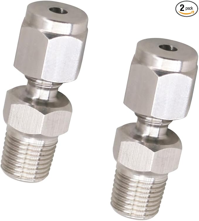 Stainless Steel 304 Compression Fitting to connect 1/8 inch OD tube x 1/8 NPT Male thread Coupler, for brass copper stainless steel tubing (2 pcs)