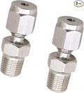 Stainless Steel 304 Compression Fitting to connect 1/8 inch OD tube x 1/8 NPT Male thread Coupler, for brass copper stainless steel tubing (2 pcs)