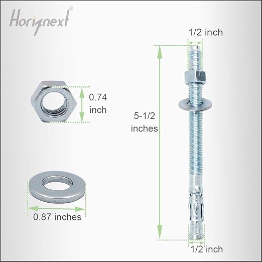 1/2" x 5-1/2" Wedge Anchor, for Cement and Concrete only, zinc-Plated Carbon Steel Screws and lag Bolts （ 10 pcs