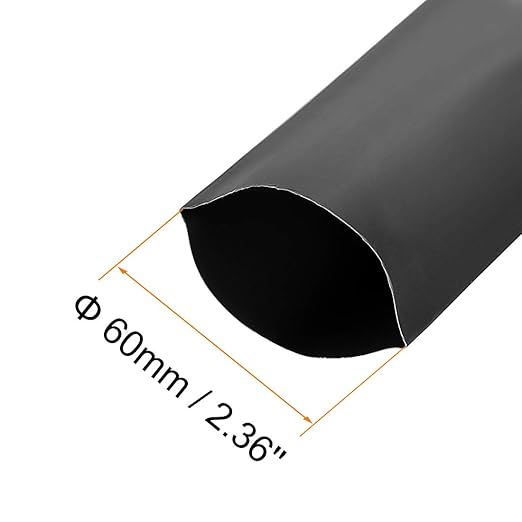 uxcell Heat Shrink Tubing, 60mm Dia 98mm Flat Width 2:1 Rate Shrinkable Tube Cable Sleeve 1m - Black
