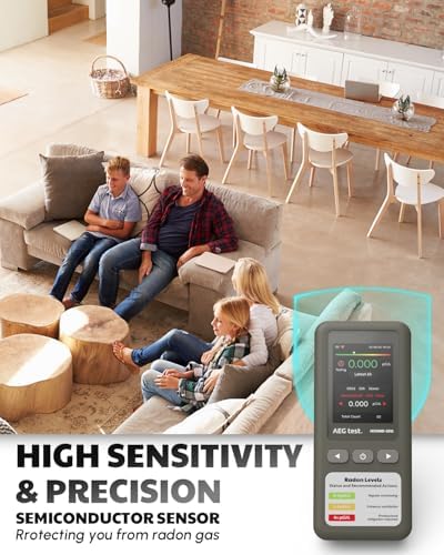 HOUND-1011 Portable Radon Detector for Home, Lightweight, High-Accuracy Sensor, 45-Day Monitoring, Easy-to-Use Radon Tester, Short- & Long-Term in pCi/L or Bq/m³ for Basement – Gray