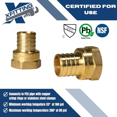 10 Pack XFITTING 1" Pex x 3/4" Female Adapter, Barb Crimp FNPT