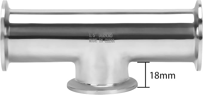 DERNORD 1.5 Inch Tri Clamp Tee 3 Way Instrument Tee Fittings Stainless Steel 304,38mm Pipe OD for Brewing System