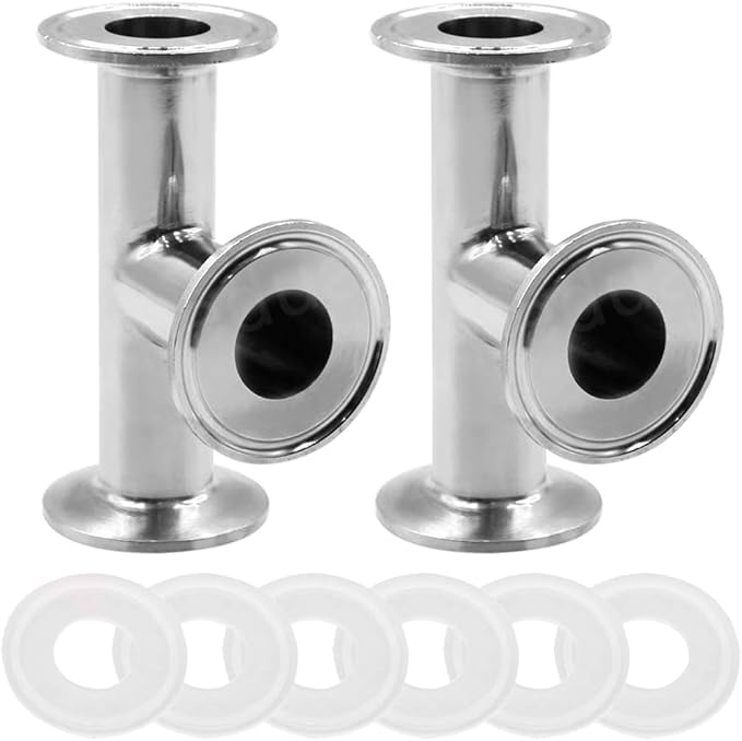 Beduan 1.5" Tri Clamp Tee 3 Way Stainless Steel Sanitary Fitting,Pack of 2 (25mm Pipe OD, 50.5mm Ferrule OD)