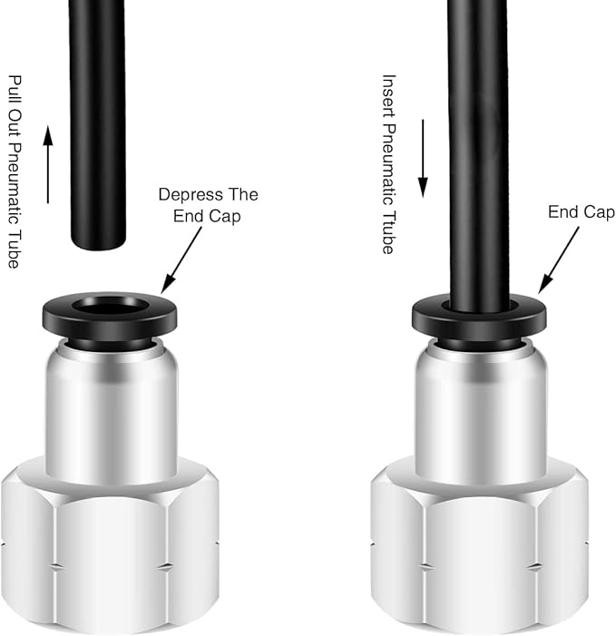 1/8 Female Npt Push to Connect Fittings,CEKER 1/2 Od x 1/8" NPT Female Thread Air Fittings 1/2 Quick Connect Air Lines Fittings Pneumatic Tubing Fitting Push in Connector 2Packs