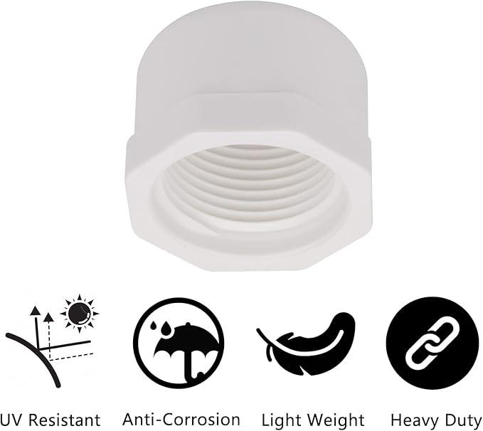 20PACK 3/4 Inch Female PVC Pipe End Cap 3/4 Inch Female Threaded Plug Adapter, SCH 40 PVC Pipe threaded Cap Fitting for Plumbing Water Line, White