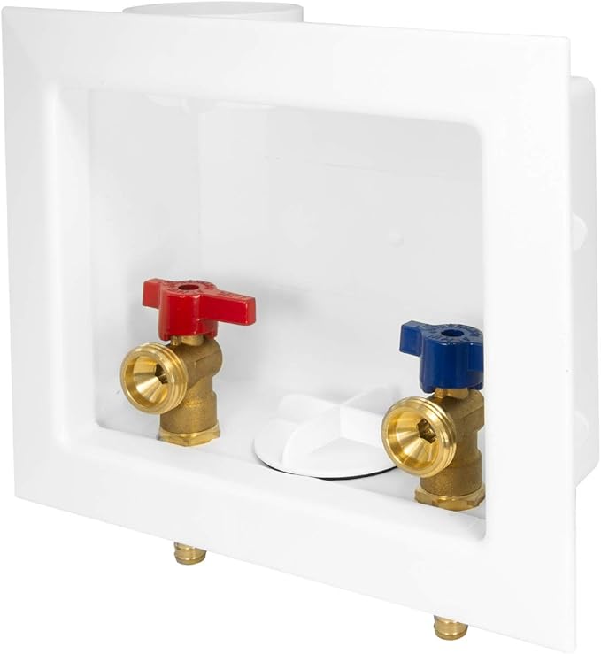 EFIELD Washing Machine Outlet Box, 1/2-inch Pex Crimp Inlet with Center Drain, White,(WM002)