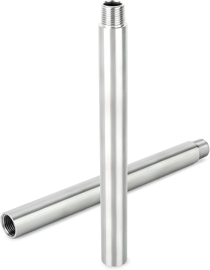 TAISHER 2PCS Stainless Steel Pipe Fittings, 3/8" NPT Male x 3/8" NPT Female Threaded, 10" Length Nipple Cast Pipe