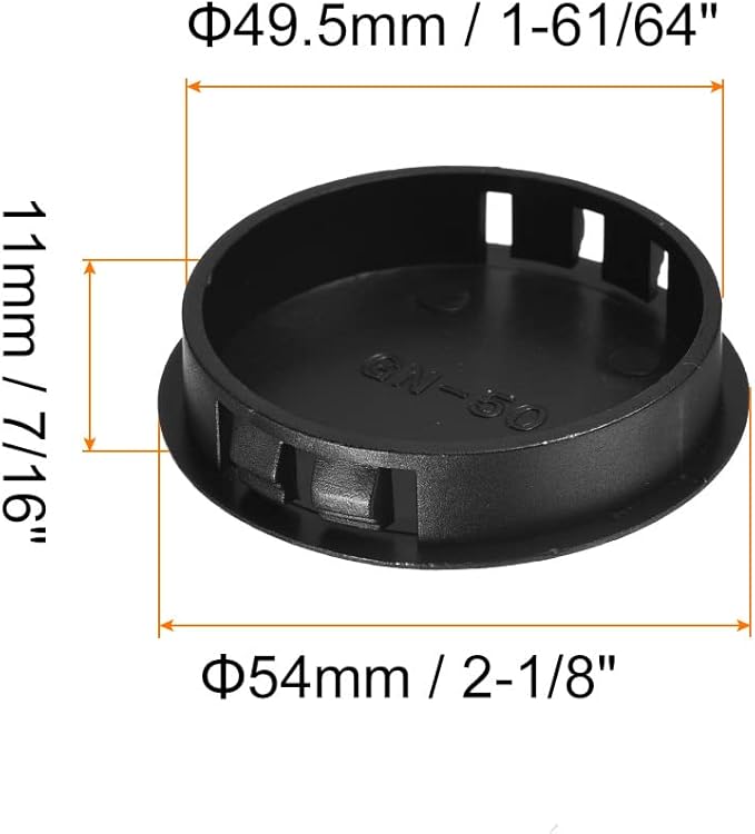 uxcell 1-61/64" Plastic Hole Plugs, 36Pcs Flush Type Panel Round Snap in Fastener Knockout Locking Plugs for Furniture Insert End Caps Panels, Black
