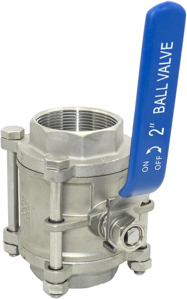Ball Valve NPT Thread - Stainless Steel 304 Female 3-Piece Full Port (2'')