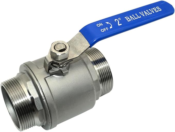 1Pcs 2'' Ball Valve, Heavy Duty Male NPT (MNPT) X Male NPT (MNPT) Thread with Long Handle Switch, Stainless Steel NPT Full Port Forged 1" Ball Valve for Water Oil and Gas, 1000 WOG