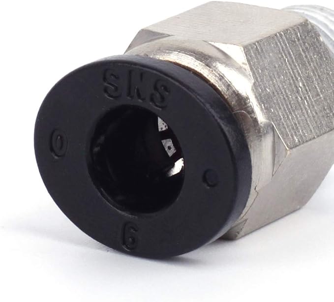 SNS 6mm Tube OD x 1/4 NPT Male Straight Nickel Plated Brass Push to Connect Pneumatic Fittings（10 PCS） SPC6-02NPBK