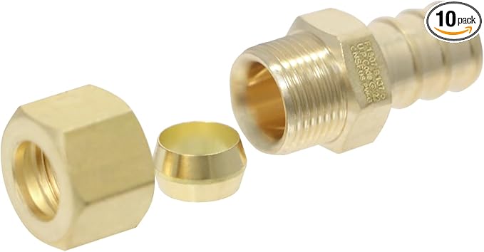 10 PIECES XFITTING 1/2" PEX X 5/8" OD COMPRESSION STRAIGHT ADAPTER, BRASS NSF, PEX B