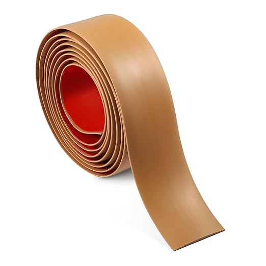 8Ft Floor Transition Strip, 2in Wide Self Adhesive Vinyl Threshold Strip for Joining Floor Gaps Wood Grain Design Tap (2in Wide, Brown)