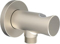 Aquaiaw Wall Supply Elbow with O-Ring Flange, Tapered 1/2 NPT Female Inlet, Solid Brass Wall Union With Handshower Holder, Round Wall Supply Elbow With Handheld Shower Head Bracket, Nickel Brushed PVD