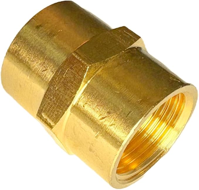 3/8" Female Threaded Hex Nipple Brass Coupling NPT Pipe Fitting Pipe Adapter Straight Connectors for Air, Gas, Oil, Fuel, Propane Pack of 2