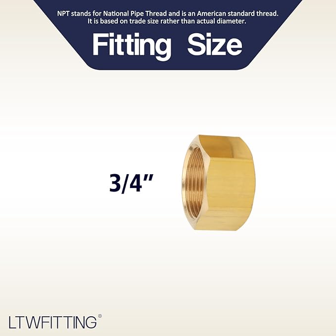 LTWFITTING 3/4-Inch Brass Compression Nut,Brass Compression Fitting(Pack of 10)