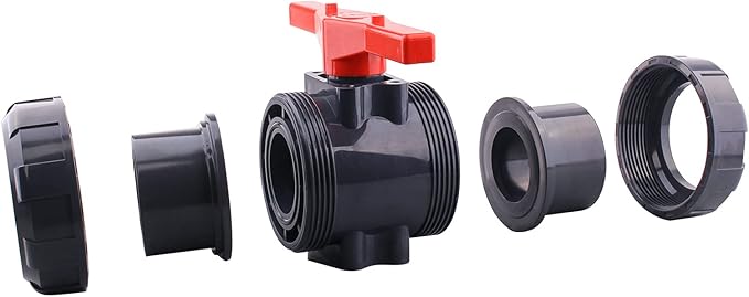DERNORD PVC True Union Ball Valve with Full Port, EPDM O-Rings, and Reversible PTFE Seats,Rated at 200 PSI (3 inch Socket)