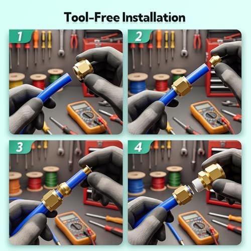 100PCS Brass Compression Fitting, 1/4" Tube OD