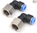 CEKER 4MM Female Elbow Airlines Push Fittings 90 Degree Push to Connect Fittings Air Fittings, PL 4mm Tubing Od x 1/4" Npt Thread Pneumatic Push In Connectors Quick Connect Tube Fittings 5Packs