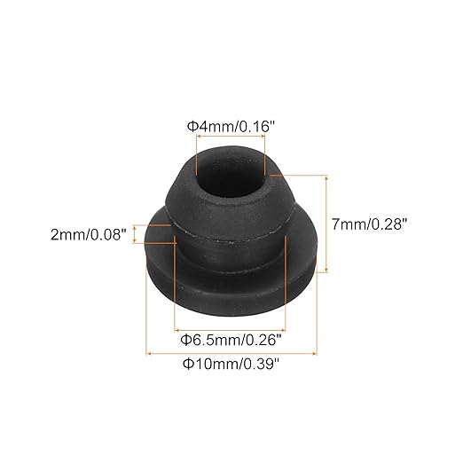 MECCANIXITY 20Pcs Snap Rubber Grommet Plug Mount Dia 6.5mm ID 4mm Narrow Groove Width 2mm Seal Anti-Scratch for Electrical Box Cable Pipes Black