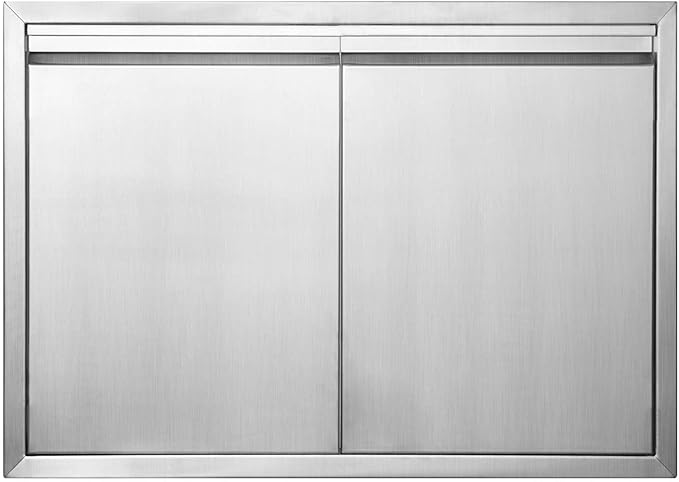 JIE JIN BBQ Access Door 30" W X 21" H Outdoor Kitchen Doors Double Doors Thickened 304 Stainless Steel Outdoor Kitchen Accessories Door for Indoor/Outdoor Kitchen Outdoor Cabinet BBQ Island